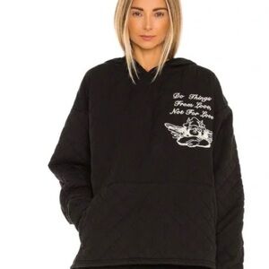 Boys Lie Black Quilted Hoodie with Angel Graphic